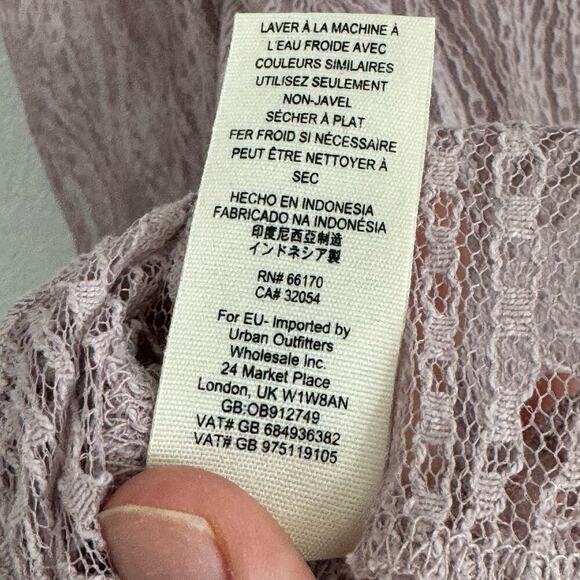 Free People Luisa Sheer Lace V-Neck Long Sleeve Babydoll Top Lavender Purple S - Picture 14 of 14